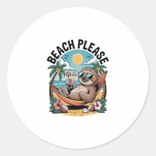 Pegatina Redonda Slots con helado playa de verano, por favor