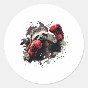 Pegatina Redonda Slots De Boxeo Con Guantes De Boxeo Kickboxing Gra