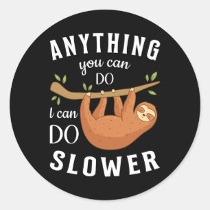 Pegatina Redonda Slots Lazy Sloths Animal Graciosa Idea de regalo