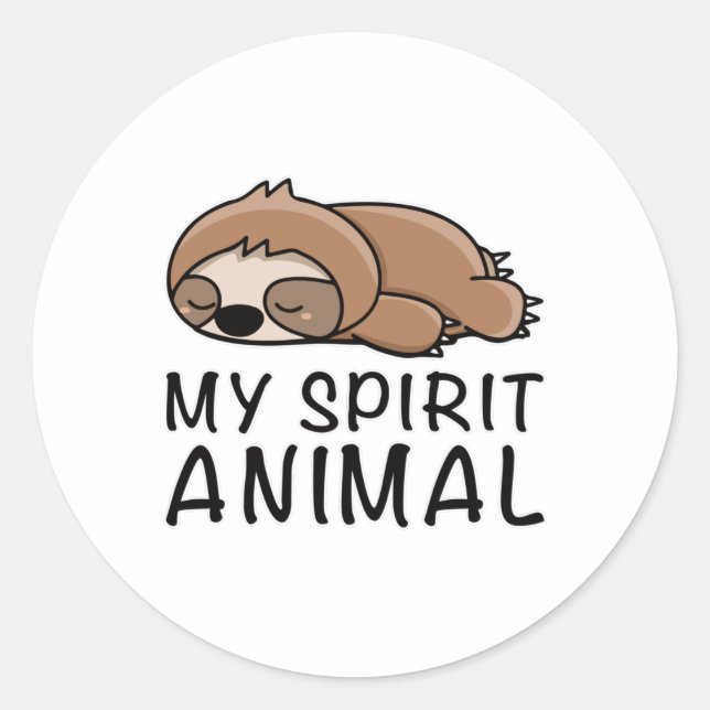 Pegatina Redonda Slots Sloths Slots Animal Cansados Chill Sleeping  (Anverso)