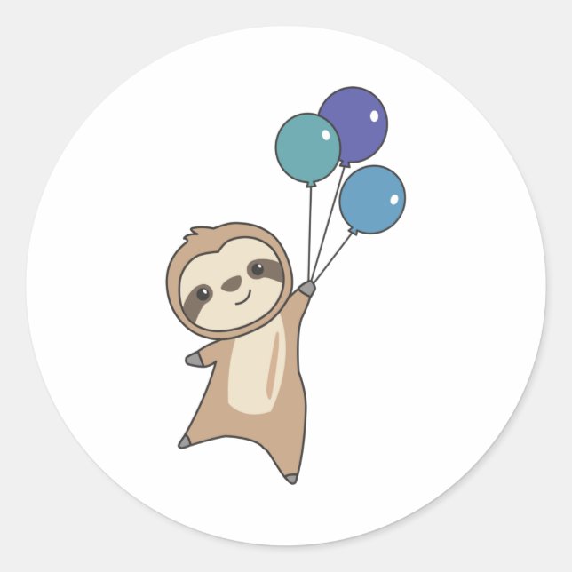 Pegatina Redonda Slots vuela con globos (Anverso)