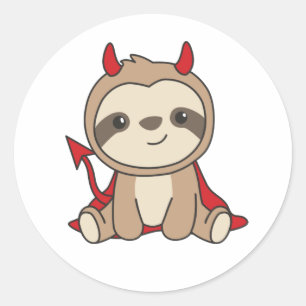 Pegatina Redonda Slove Halloween Cute Devil Witch Costume Classic R