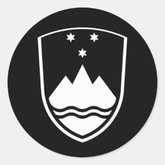 Pegatina Redonda Slovenia coat of arms, simple, black and white