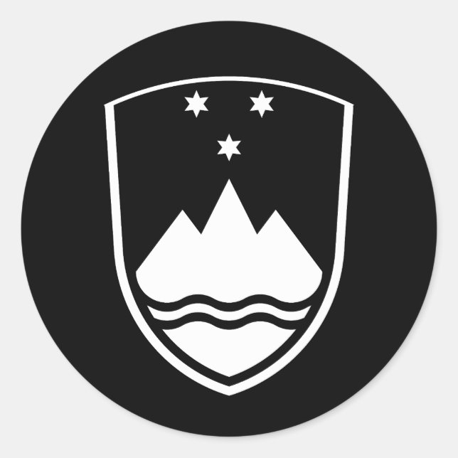 Pegatina Redonda Slovenia coat of arms, simple, black and white (Anverso)