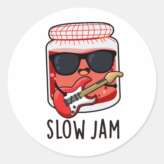 Pegatina Redonda Slow Jam Funny Food Pun (Anverso)