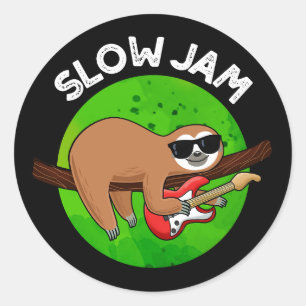Pegatina Redonda Slow Jam Funny Music Animal Pun