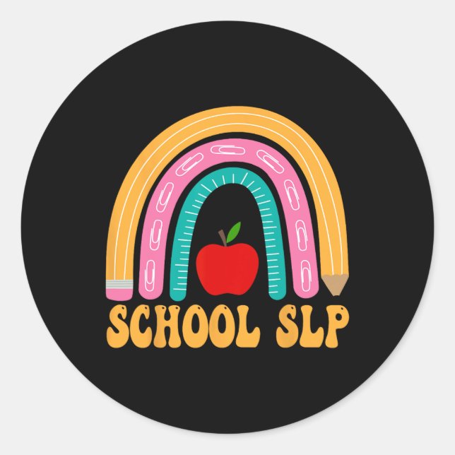 Pegatina Redonda Slp Rainbow Pencil Women De Nuevo En La Escuela Ap (Anverso)