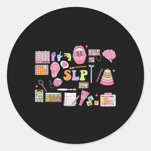 Pegatina Redonda Slp Speech Therapy Speech Language Pathologist App (Anverso)