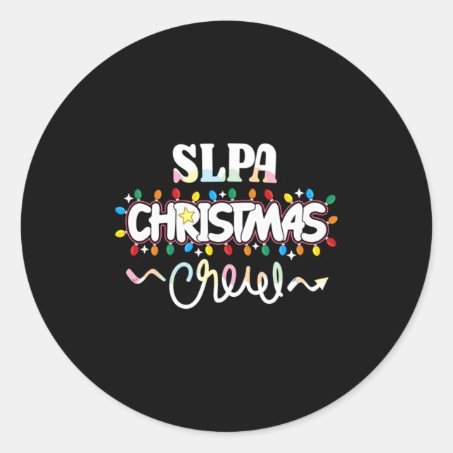 Pegatina Redonda Slpa Christmas Crew Speech Pathology Istant Xma  (Anverso)
