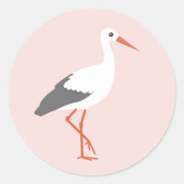 Pegatina Redonda Sluitzegel ooievaar roze