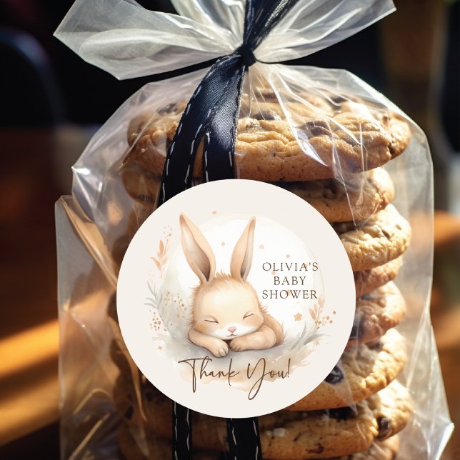 Pegatina Redonda Slumber Bunny Baby Shower (Subido por el creador)