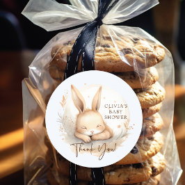 Pegatina Redonda Slumber Bunny Boys Baby Shower