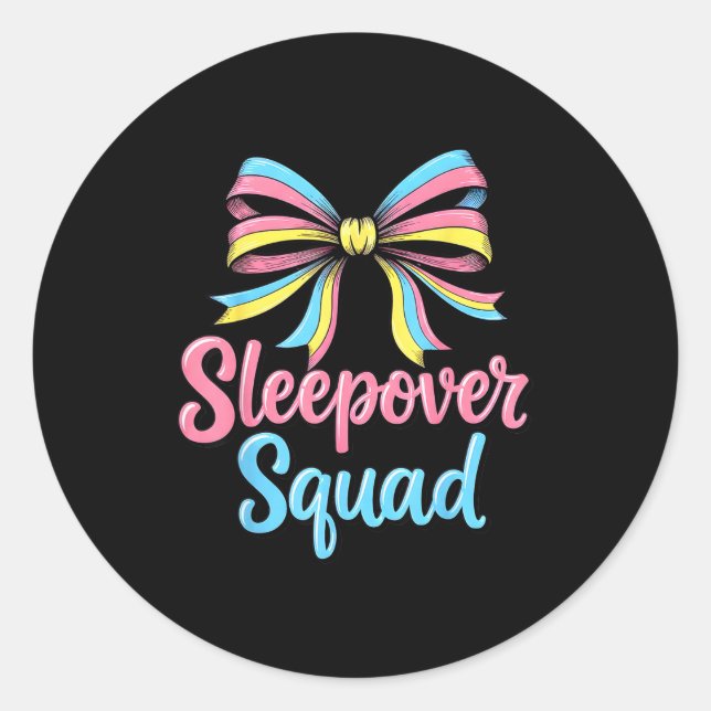 Pegatina Redonda Slumber Party Squad Sleever Coquette Birthday Paja (Anverso)