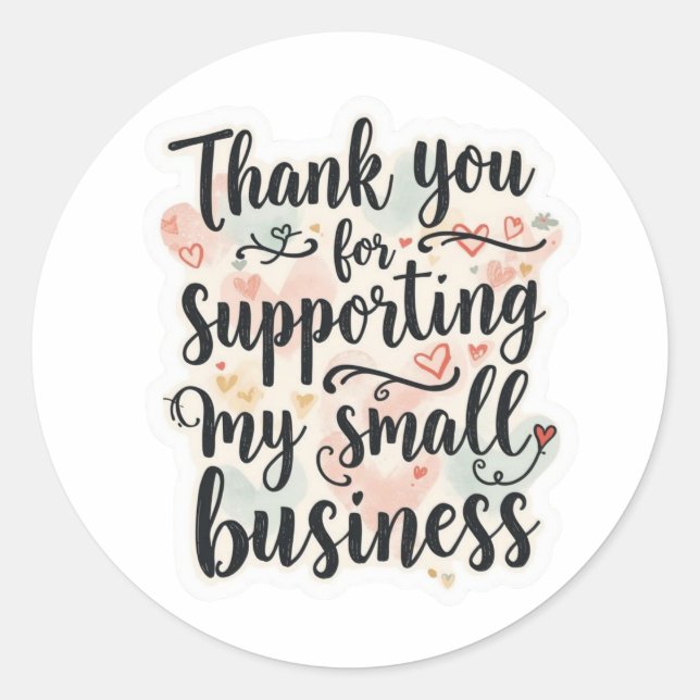 Pegatina Redonda Small Business Thank You Round Sticker (Anverso)