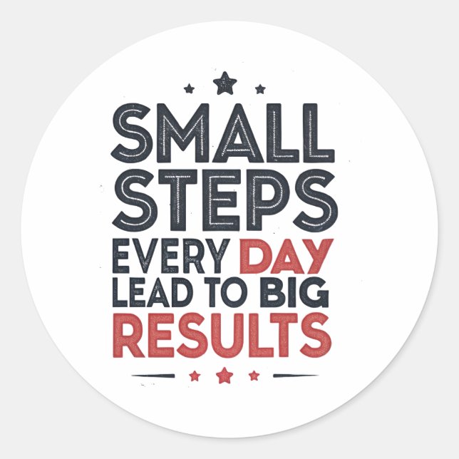 Pegatina Redonda Small Steps Every Day Lead – Motivational Quote De (Anverso)