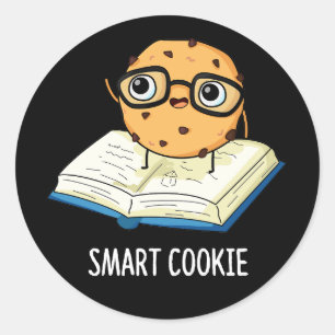 Pegatina Redonda Smart Cookie Funny Snack Pun Dark BG