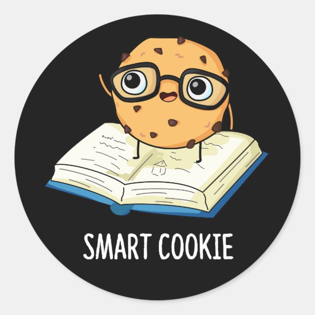 Pegatina Redonda Smart Cookie Funny Snack Pun Dark BG (Anverso)
