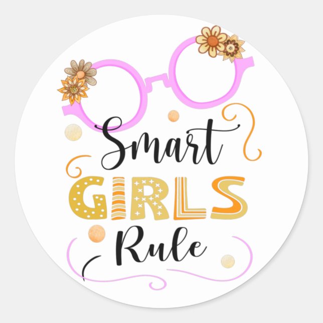 Pegatina Redonda Smart Girls Rule (Anverso)