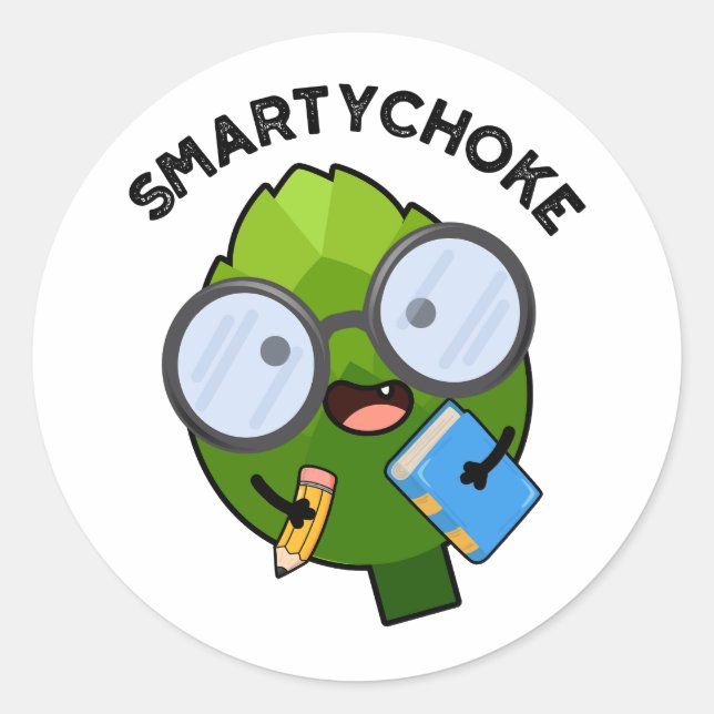 Pegatina Redonda Smartychoke Funny Artichoke Pun (Anverso)