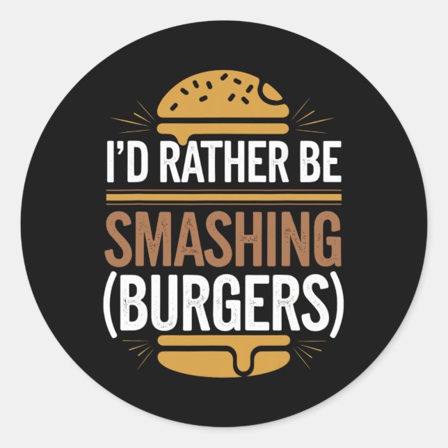 Pegatina Redonda Smash Burger Lover Queseburger Flat Top C (Anverso)