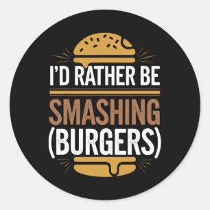Pegatina Redonda Smash Burger Lover Queseburger Flat Top C