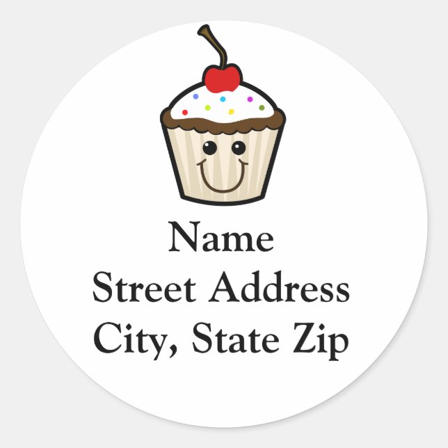 Pegatina Redonda Smile Face Cupcake (Anverso)