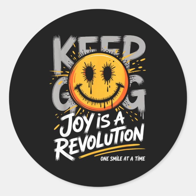 Pegatina Redonda Smile Face Optimism Good Energy Mental Health Awar (Anverso)