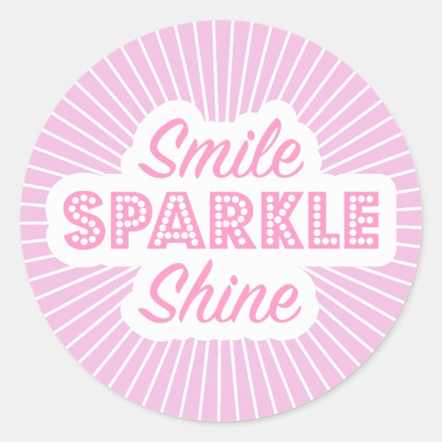 Pegatina Redonda Smile Sparkle Shine (Anverso)