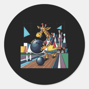 Pegatina Redonda Smilefuntete Funny Giraffe Bowling Personalizado D