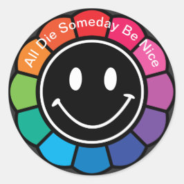Pegatina Redonda SmileSmile que florece con su propio mensaje