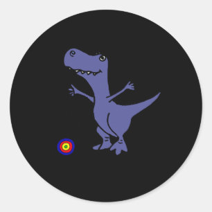 Pegatina Redonda SmileteesHob Funny Trex Dinosaur Jugando Yoyo