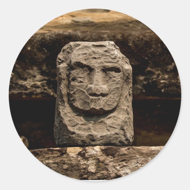 Pegatina Redonda Smiling Stone Totem Circle Sticker (Anverso)