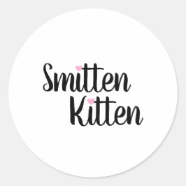 Pegatina Redonda Smitten Kitten Cute Valentine