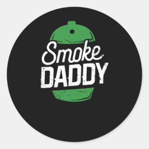 Pegatina Redonda Smoke Daddy Green Egg Pitmaster Dad Bbq Grill