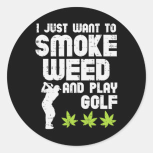 Pegatina Redonda Smoke Weed Juega Golf Golfing Thc Golfer Stone
