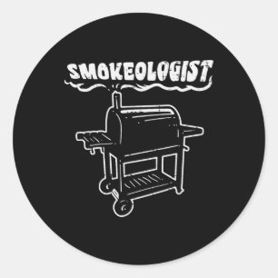 Pegatina Redonda Smokeólogo Funny Bbq Rbecue Grill Pitdad Hombres