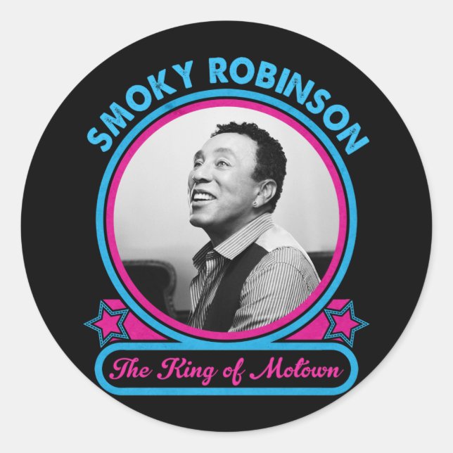 Pegatina Redonda Smokey Robinson El Rey De Motown (Anverso)