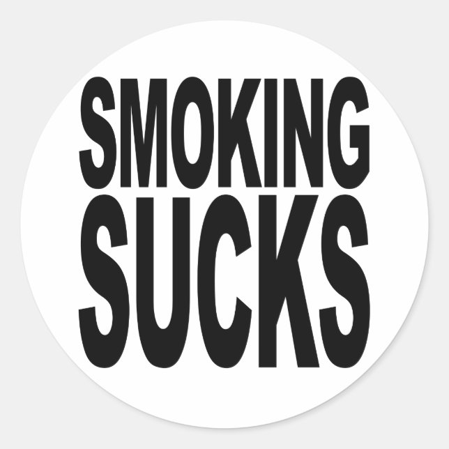 Pegatina Redonda Smoking Sucks (Anverso)