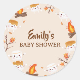 Pegatina Redonda S'more Love Fall Rustic Camping Baby Shower