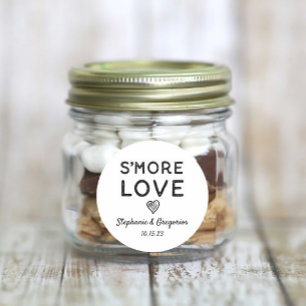 Pegatina Redonda S'more Love Heart Black White Rustic Boda