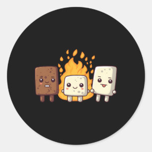 Pegatina Redonda S'More Mallow Smores Camper Camg Kawaii