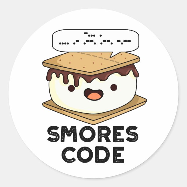 Pegatina Redonda Smores Code Funny Food Pun (Anverso)