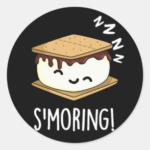 Pegatina Redonda Smoring Chistes Divertidos de Smore con Fondo Oscu