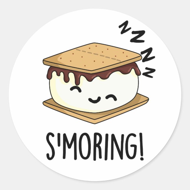 Pegatina Redonda Smorny Smore Puns (Anverso)