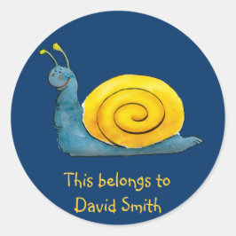 Pegatina Redonda Snack feliz personalizado | Escuela