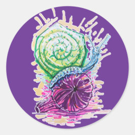 Pegatina Redonda Snail in the Fig