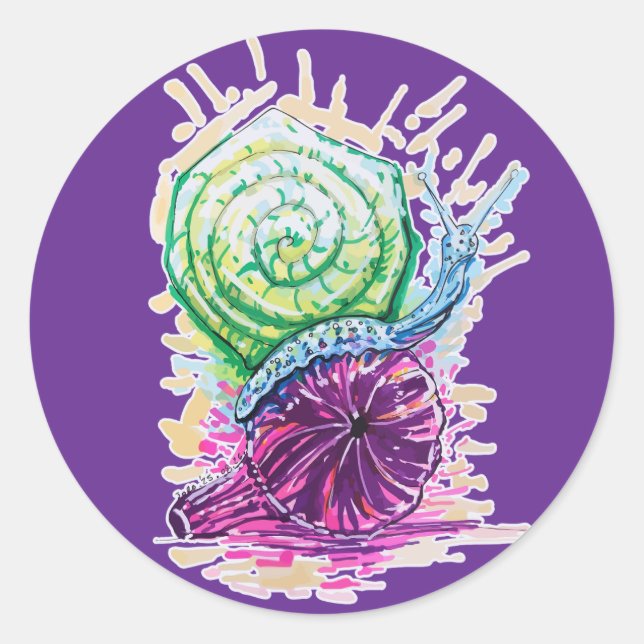 Pegatina Redonda Snail in the Fig (Anverso)