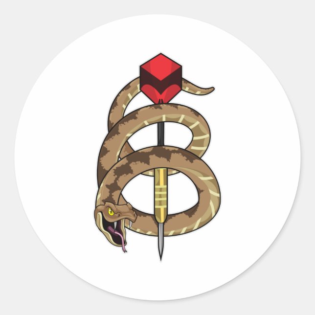 Pegatina Redonda Snake en Darts con Dart (Anverso)