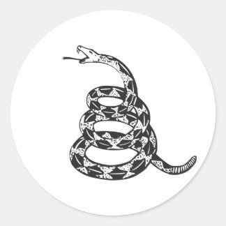 Pegatina Redonda Snake Gadsden - Negro