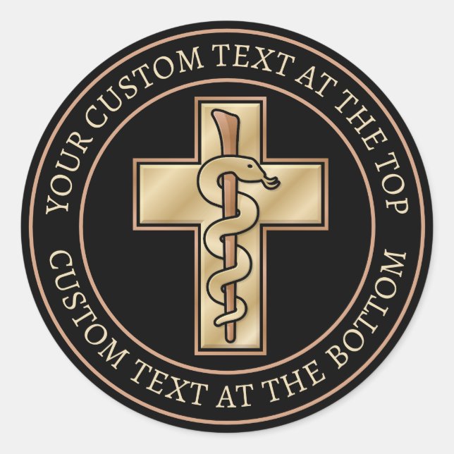 Pegatina Redonda Snake on Cross (Anverso)